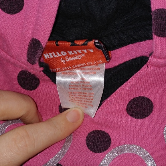 Sanrio Hello Kitty • Girls Pink Polka Dot Glitter Sparkly Sweatshirt size 5 - Picture 4 of 5